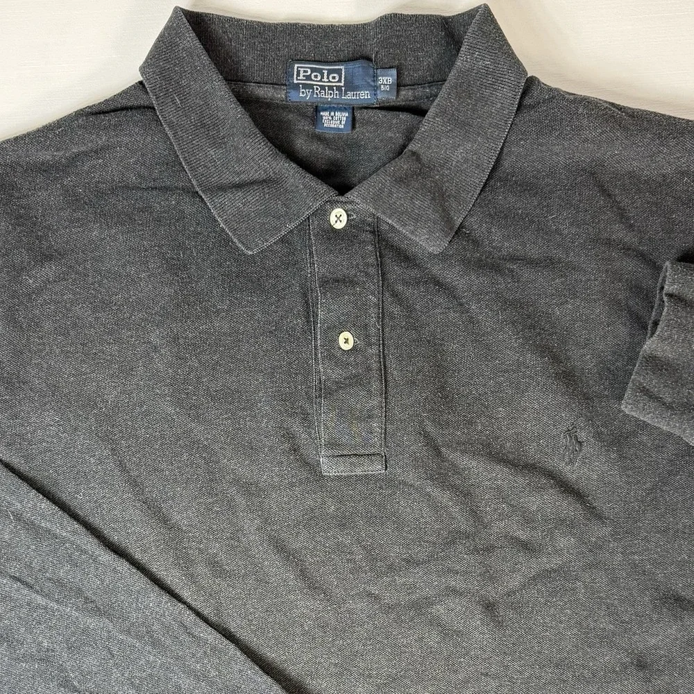 Polo Ralph Lauren Polo Shirt Mens Big 3X Long Sleeve Classic Pony Cotton‎ Solid